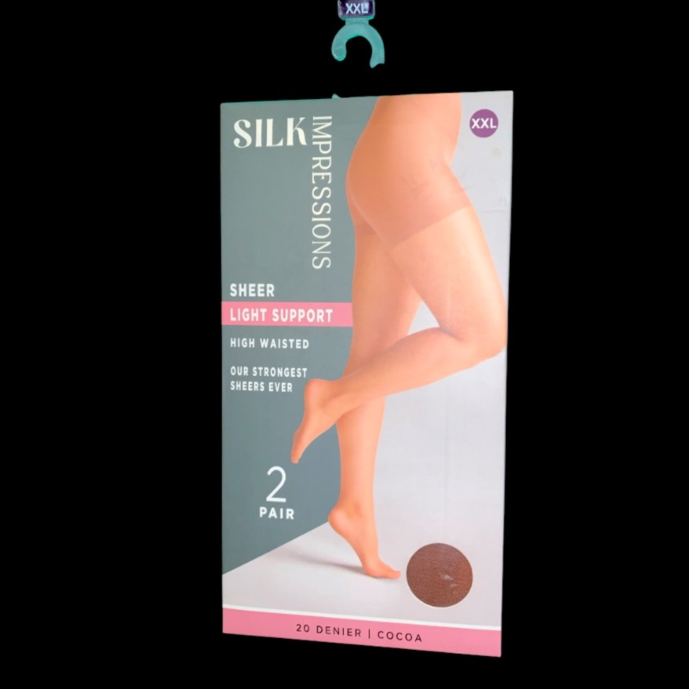 NEW Silk Impressions Sheer Light Support High Waisted Pantyhose XXL 20D (Cocoa)